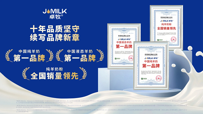 三冠加冕！卓牧乳業(yè)包攬羊奶品類三大市場地位確認(rèn)，彰顯國民乳企硬核實力